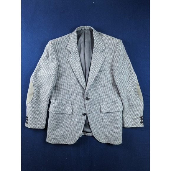 Stafford Other - Tweed Speckled 42R Brown Blue/Grey Sport Coat w/ Elbow Patch VTG Leather Button